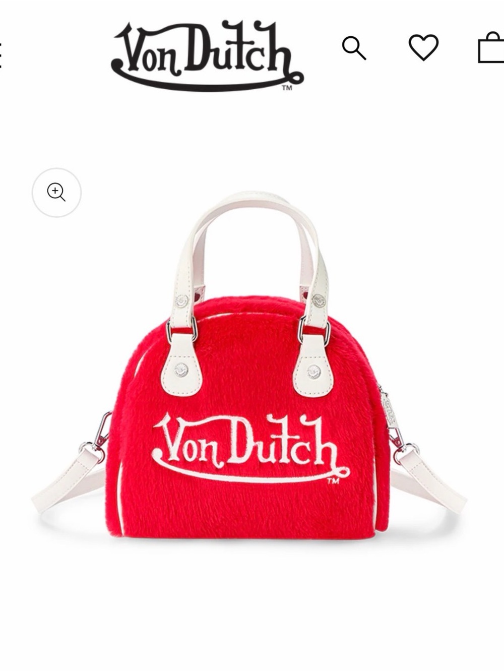 Von Dutch Red furry bowling bag